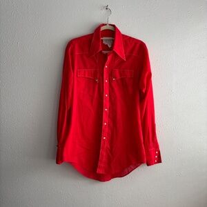 Rockmount Ranch Wear Vintage 70s Red Western Pearl Snap Contrast Stitch Shirt